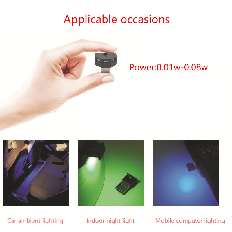 Mini TYPE-C LED Car Light Ambient Night Light Decorative Neon Lamp Auto Interior Atmosphere Emergency RGB
