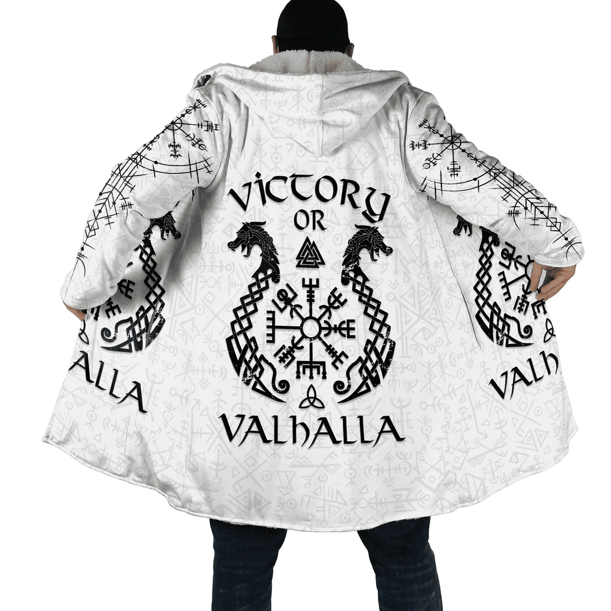 Winter Fashion Mens cloak Norse Odin Raven Tattoo 3D Printed Thick Fleece Hooded Coat Unisex Casual Warm Cape coat DP23