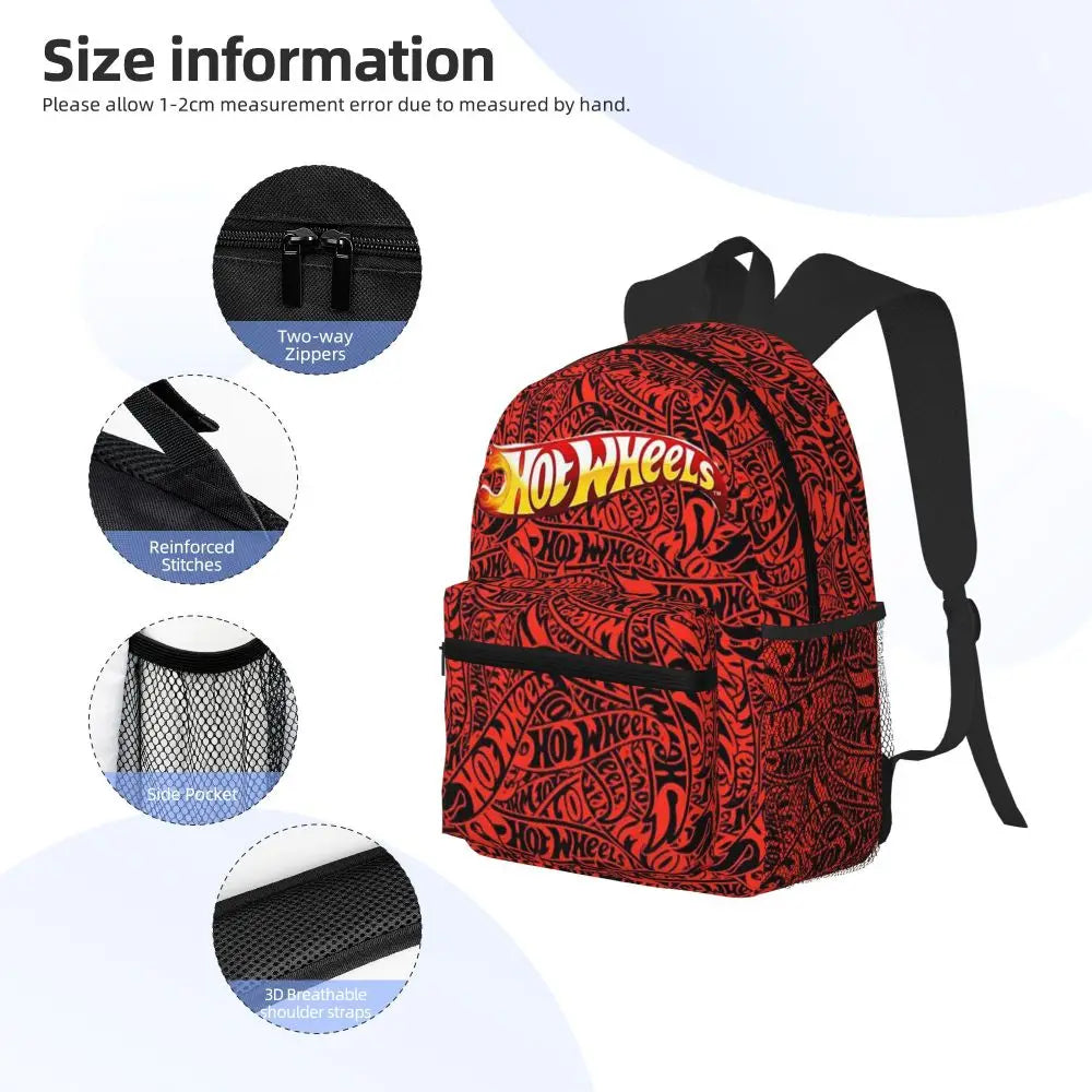 Hot Wheels Race Student Backpack School Bag Hiking Travel Daypack for Men Women Bookbag Shoulder Bags