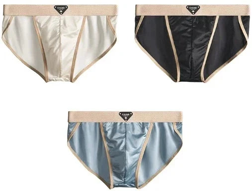 Men's Briefs Ice Silk Satin-like Briefs Men's Underpants Summer Breathable Quick Drying Panties Sexy U Pouch Underwear