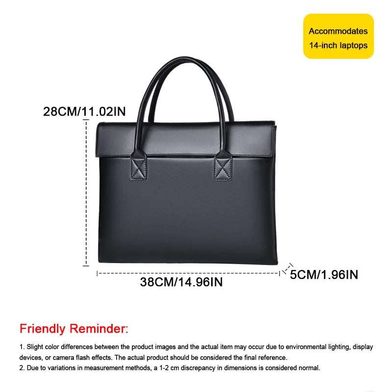 14-inch Laptop Bag Unisex Lightweight Business Commuter Computer Bag Water-Resistant PU Women's Briefcase Essential Holiday Gift