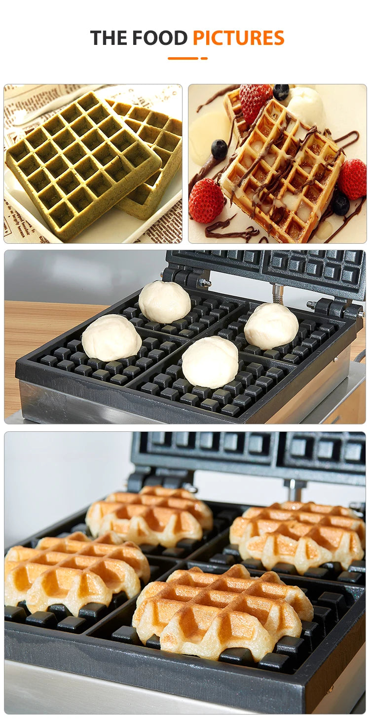 Croffle Maker Commercial Honeycomb Shape Waffle Making Machine Electric 4 Slice Square Waffle Maker