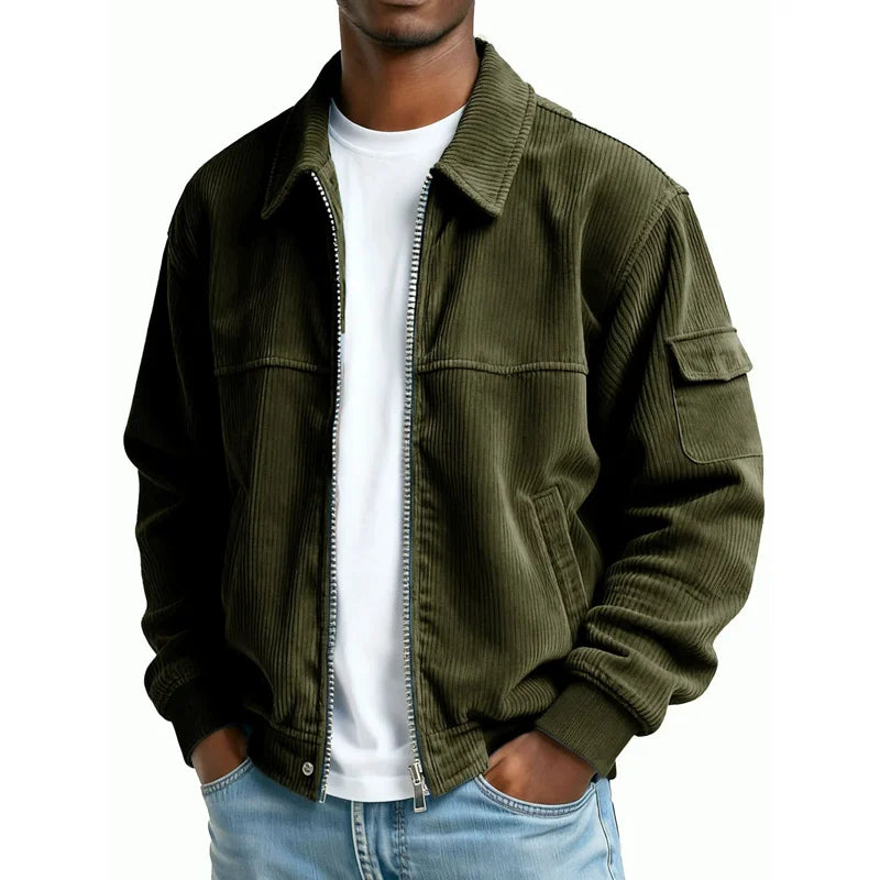 2026 Autumn Winter Men's Vintage Jackets Solid Corduroy Fashion Casual Full Sleeve Pocket Outwear Coats Man Sports Streetwear
