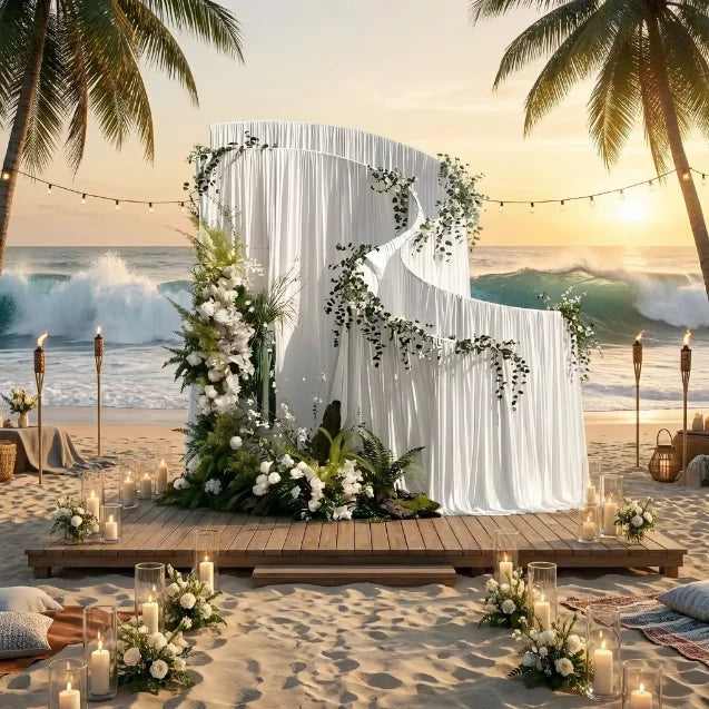 Best‑Selling White S‑Shaped Wedding Arch Backdrop Stand for Outdoor Stage Welcome Area Birthday Party Holiday Ceremony Event