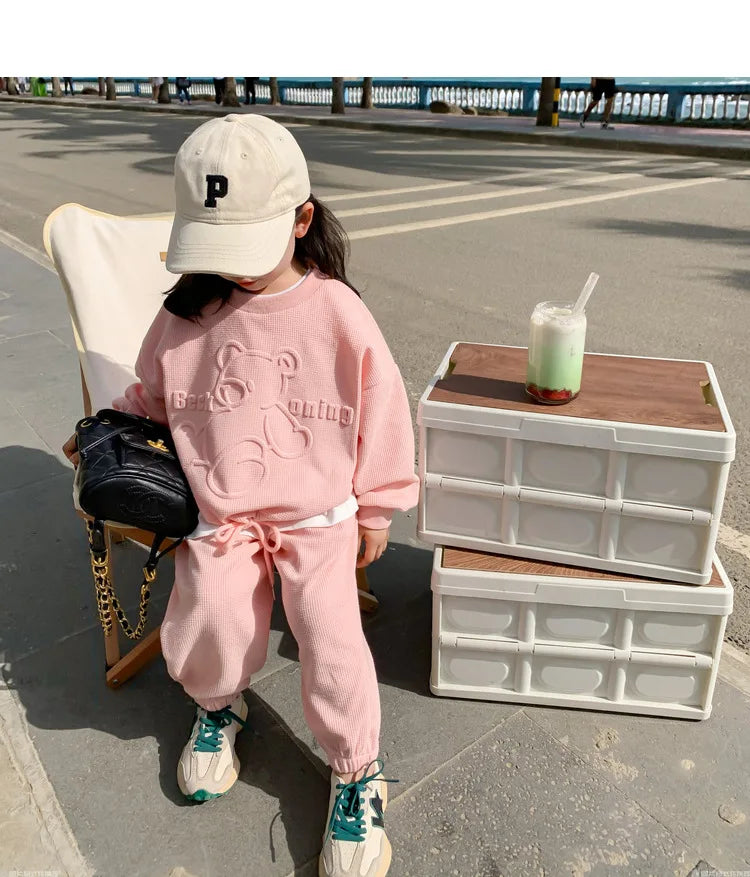 2026 Spring Children's Spring Clothes Round Neck Long Sleeve Sweater Boys and Girls Trendy Baby Stylish Children's Clothing 2PCS