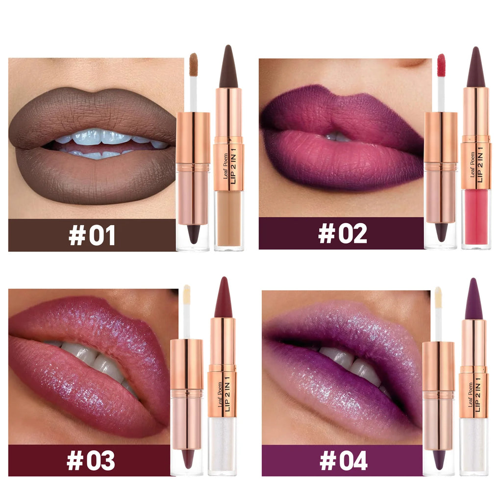 Tapered Gradient Lipliner Pen Black Brown Lip Gloss Matte Lip Liner Double Head Plumping Waterproof Lip Contour Non Stick Makeup
