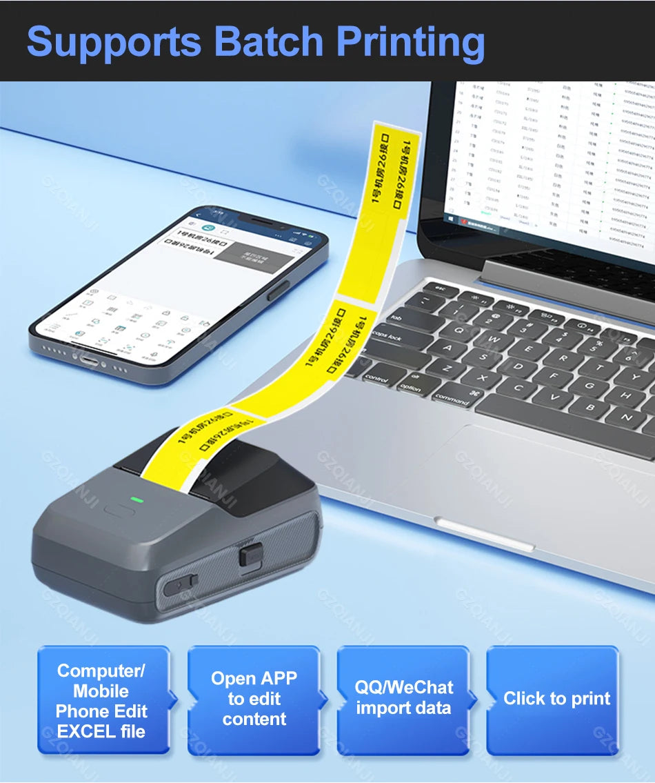 20-50mm Mini Thermal Label Printer 2 inch Barcode Sticker Normal Self-adhesive Paper Printing Pocket Labeling Machine Wireless