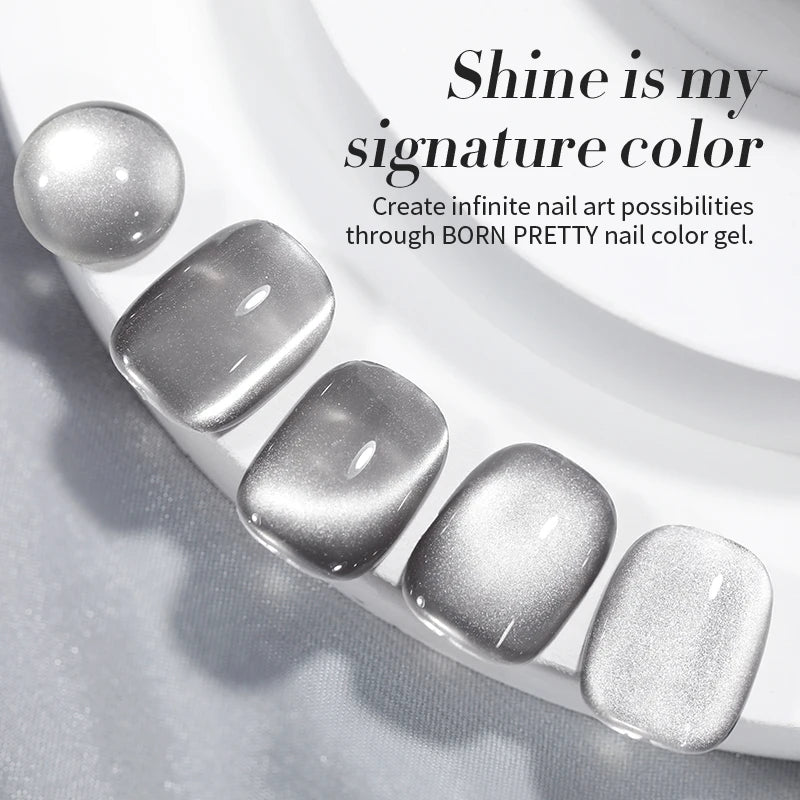 BORN PRETTY 10ml Grey Glass Bead Cat Magnetic Gel Nail Polish Black Nails Nail Art Manicure Semi Permanent Soak Off UV Gel