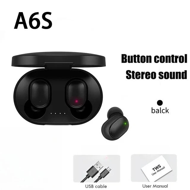 A6S TWS Wireless Bluetooth 5.1 Earbuds LED Digital Display Touch Control Earphone Mic Waterproof Sport Headset For Xiaomi Huawei