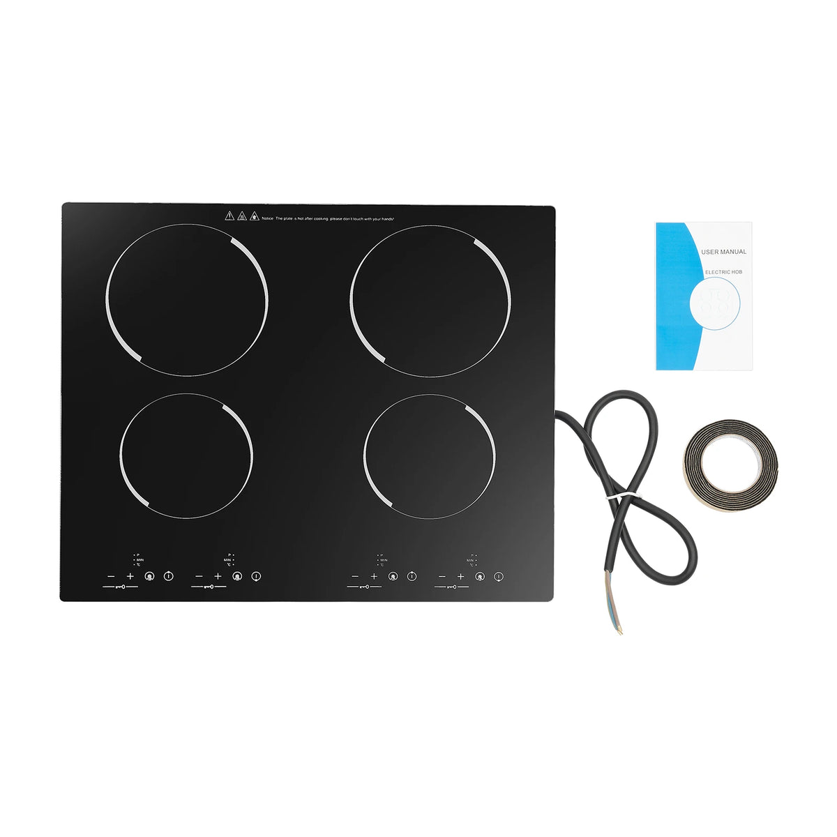 4 Burners Electric Ceramic Cooktop 110V 3000W LED Touch Control Built‑in Countertop Stove Flexible Adjustment for Home Kitchen