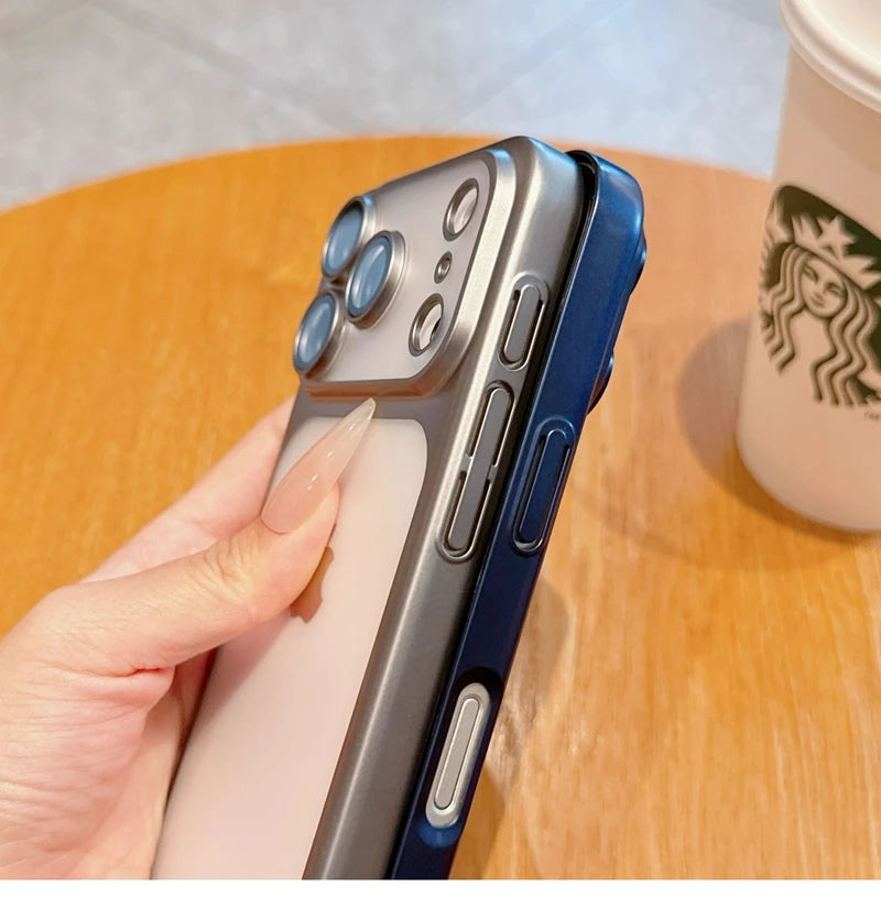 Luxury Soft Matte Phone Case For iPhone 11 12 13 14 15 16 17 18 Pro Max Plus Air Electroplating Silicone Bumper Back Cases Cover