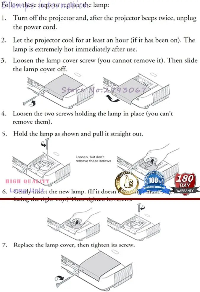 High quality Replacement Projector Lamp ELPLP91 V13H010L91 for Epson BrightLink 685Wi/BrightLink 695Wi/EB-680/EB-680S/EB-685W