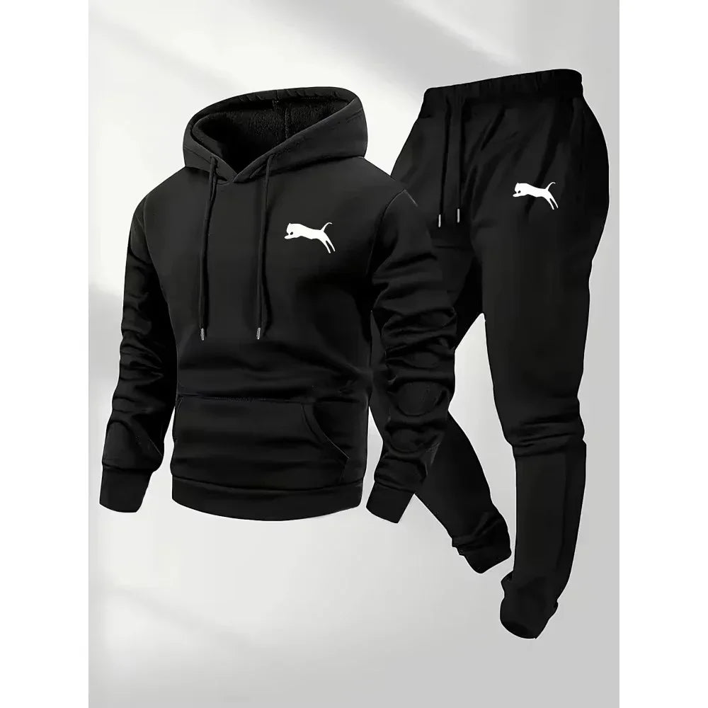 Men's Hoodie and Pants Set Casual Tracksuit Sportswear Jogging Clothing 2 Piece Set Warm Clothing