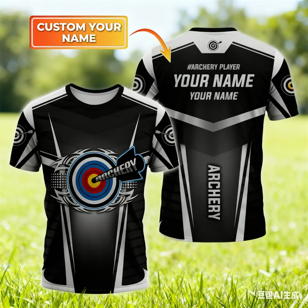 Funny 3D Printing Men's T-Shirts Fashion Personalized Name Short Sleeve Tees Casual O-neck Loose Tops Archery Club Team Clothing