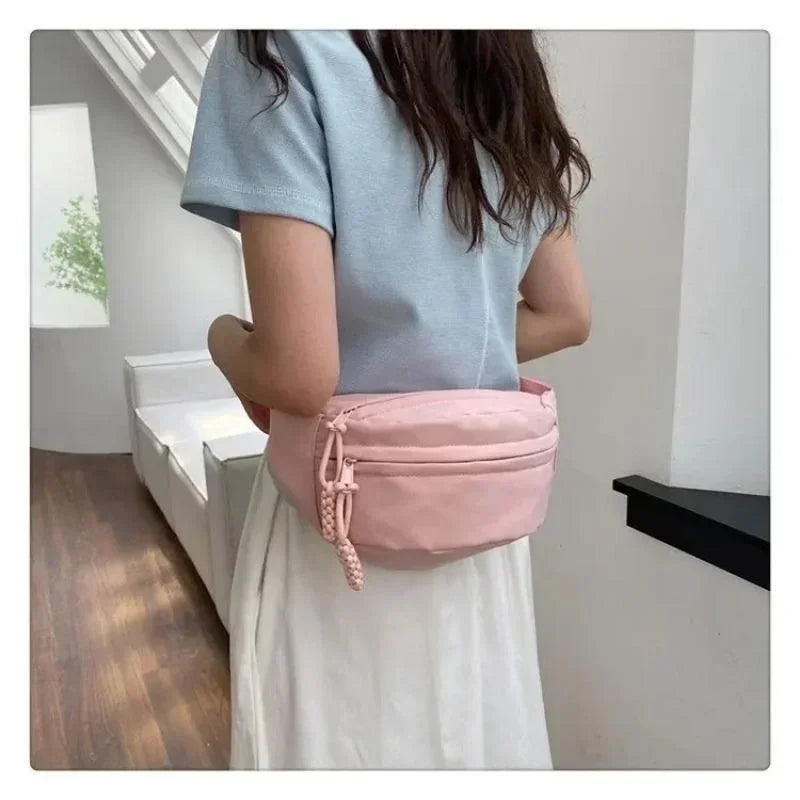 Women's Chest Bag Canvas Crossbody Bag Solid Color Women Sling Waist Pack Versatile Sports Solid Color Waterproof Hiking Bags