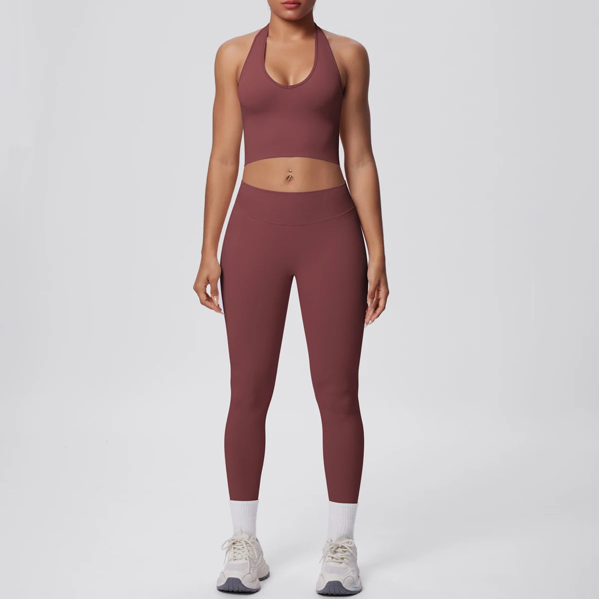Rooftrellen 2PCS/set Women Gym Sports Yoga Set Breathable Shockproof Workout Top Backless Bra Push Up Fitness Pants Yoga Set