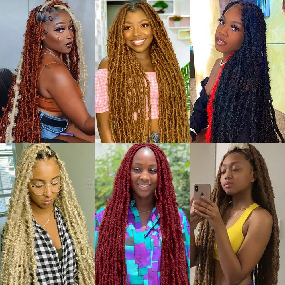 1- 6Packs Butterfly Locs Crochet Hair 36 24 18 14 12inch Pre Twisted Natural Black Distressed Faux Locs Crochet Braids for Women