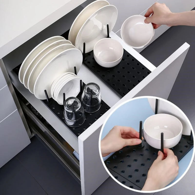 Kitchen Organizer Dish Drying Rack Telescopic Plate Bowl Stand Storage Drawer Adjustable Holder Drain Shelf Home Accessories