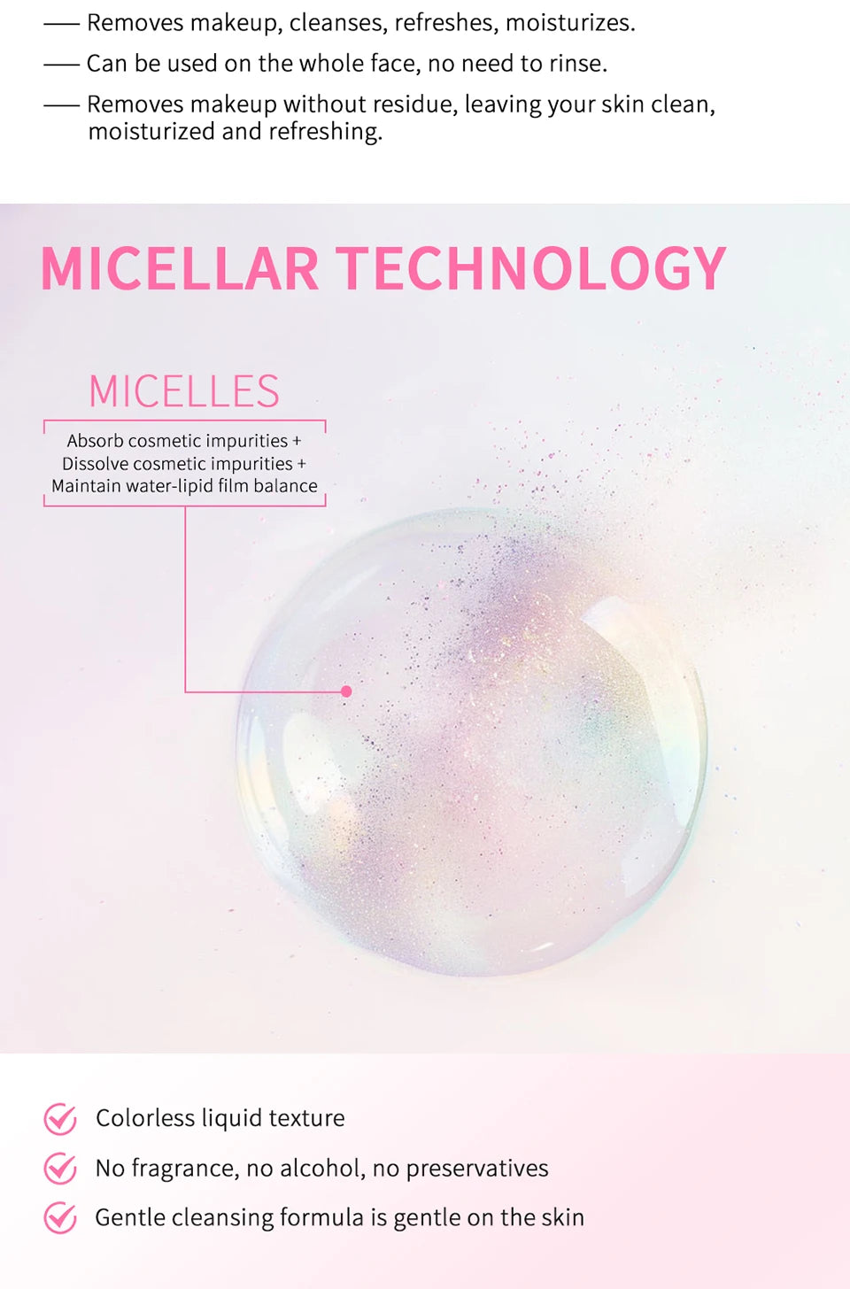 100ml Micellar Cleaning Water Hydrating Facial Cleanser Deep  Makeup Remover Cleaning Water Refresh Hydrate Cleansing Skin