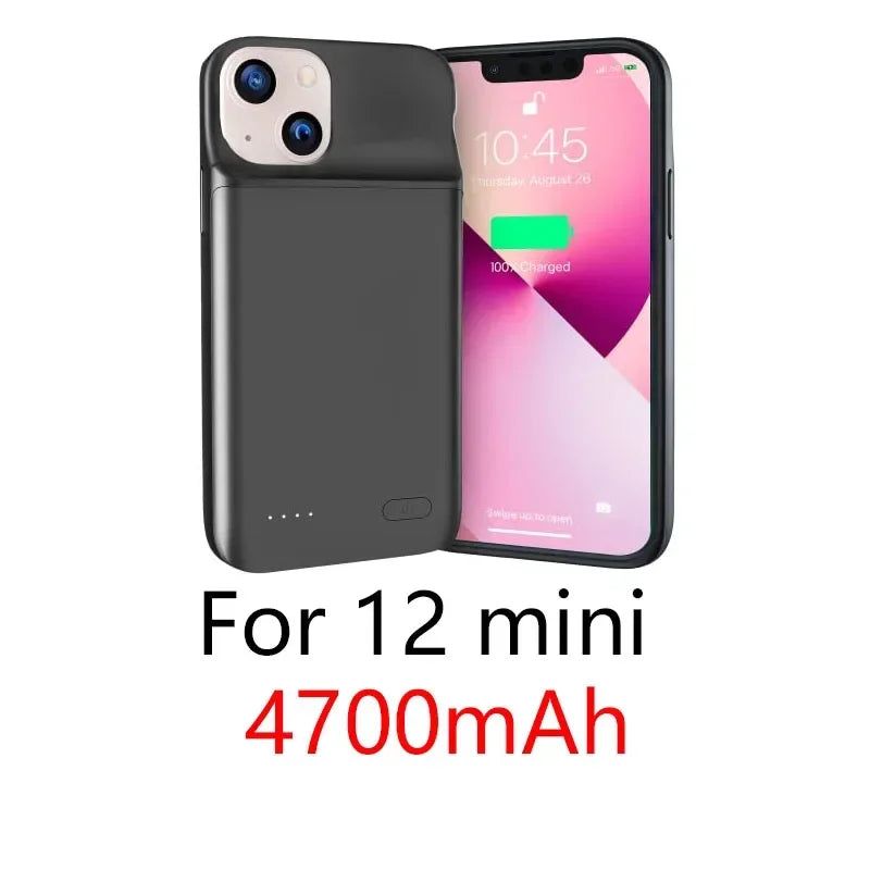 NEWDERY 4800mAh Battery Charger Case for iPhone 12 13 14 15 Pro Max/12mini/13mini Power Case Portable Charging Power Bank Cover
