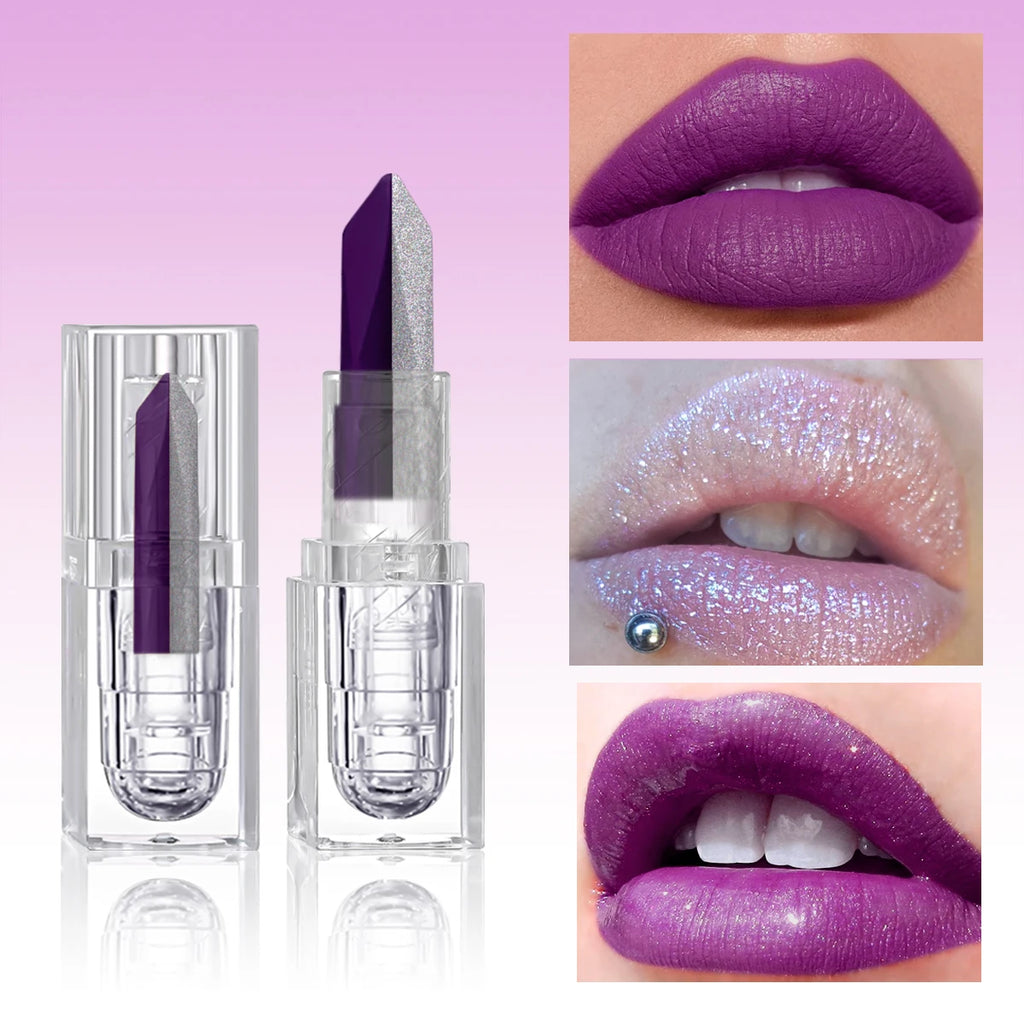 2 in 1 Glitter Lipstick, Gradient Shiny Lip Gloss, Long Wear Festival Lip Makeup for Halloween & Christmas