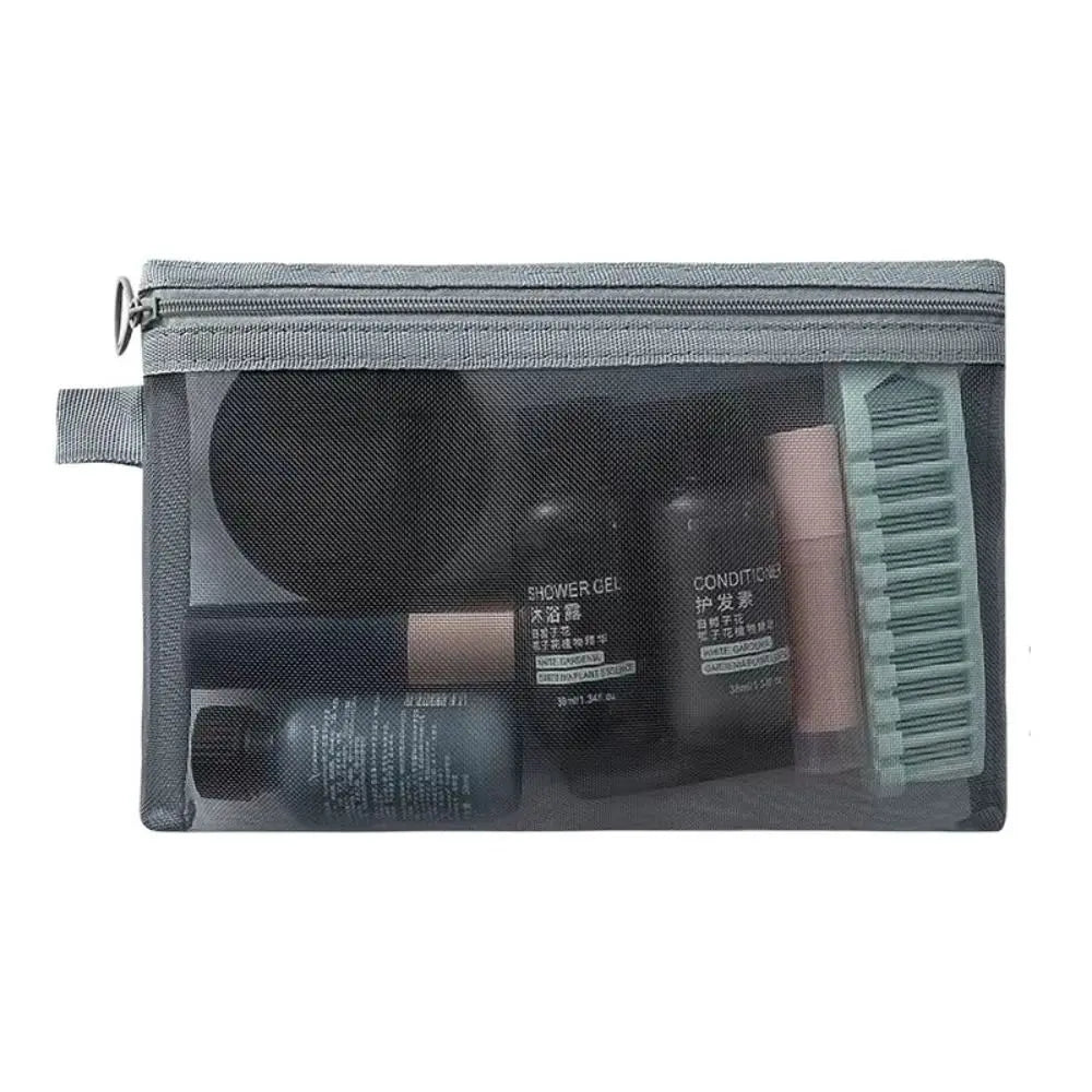 Large Capacity Mesh Cosmetic Bag Square Bag Zipper Bag Makeup Bag Lipstick Bag Organizer Case Storage Toiletry Bag Travel