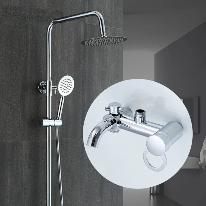Wall-Mounted Rainfall Shower Faucet Set – Chrome & Copper