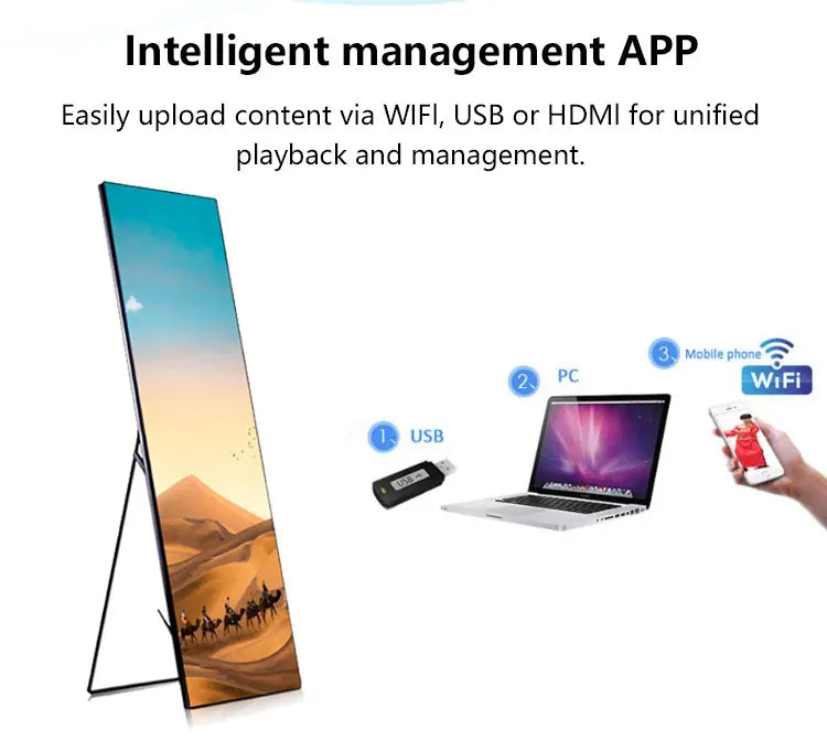New Arrival Indoor Outdoor Capacitive  Stand Floor Advertising Poster Screen Full Color Digital LED Display Screen