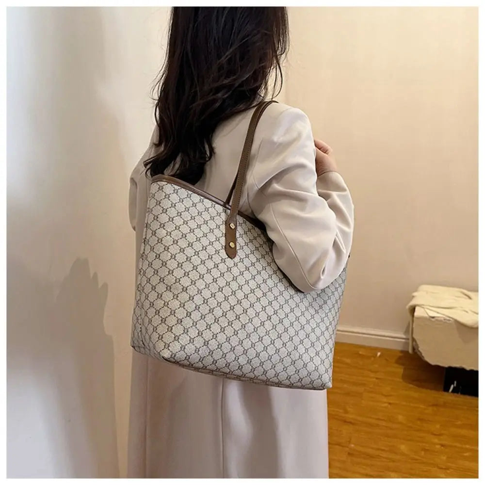 New Large Capacity Shoulder Bags PU Casual Tote Bag Commuting Bag