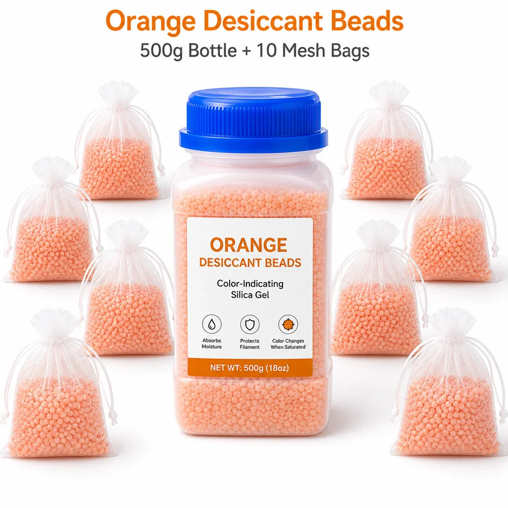 Reusable Silica Gel Desiccant Beads for 3D Printer Filament, Color Changing Moisture Absorber with Bags for Spool Dry Box