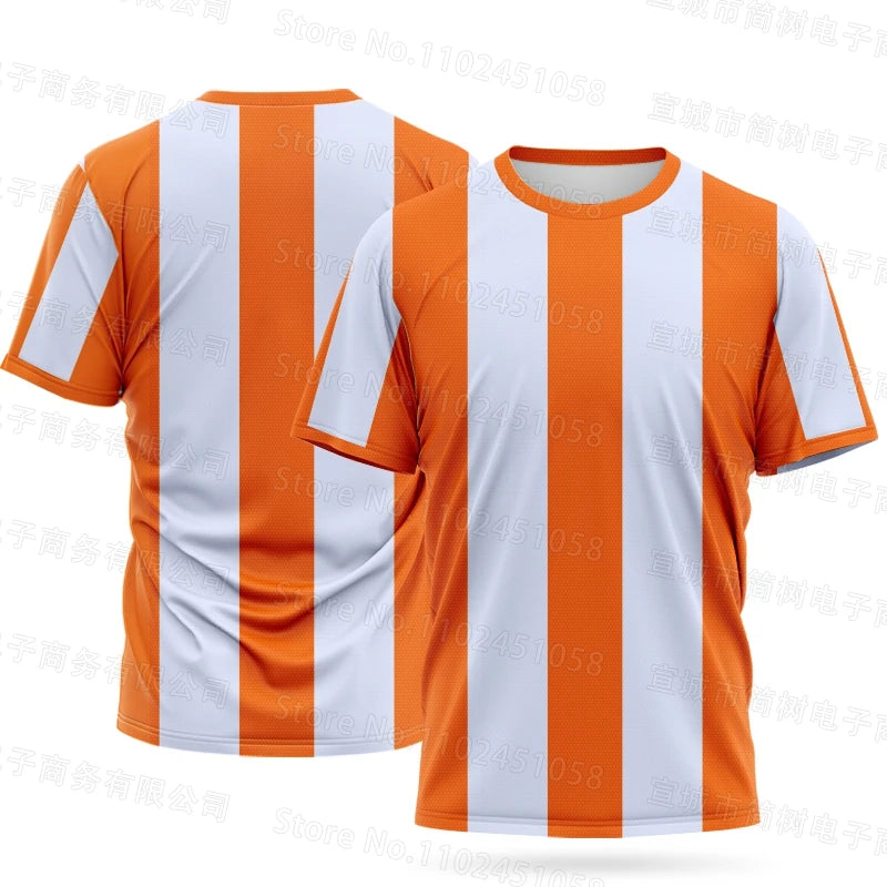 Summer Men Competition Team T-Shirts Fashion Striped Sports Shirt  Children Top Adult Women Tees Fitness Running Clothes