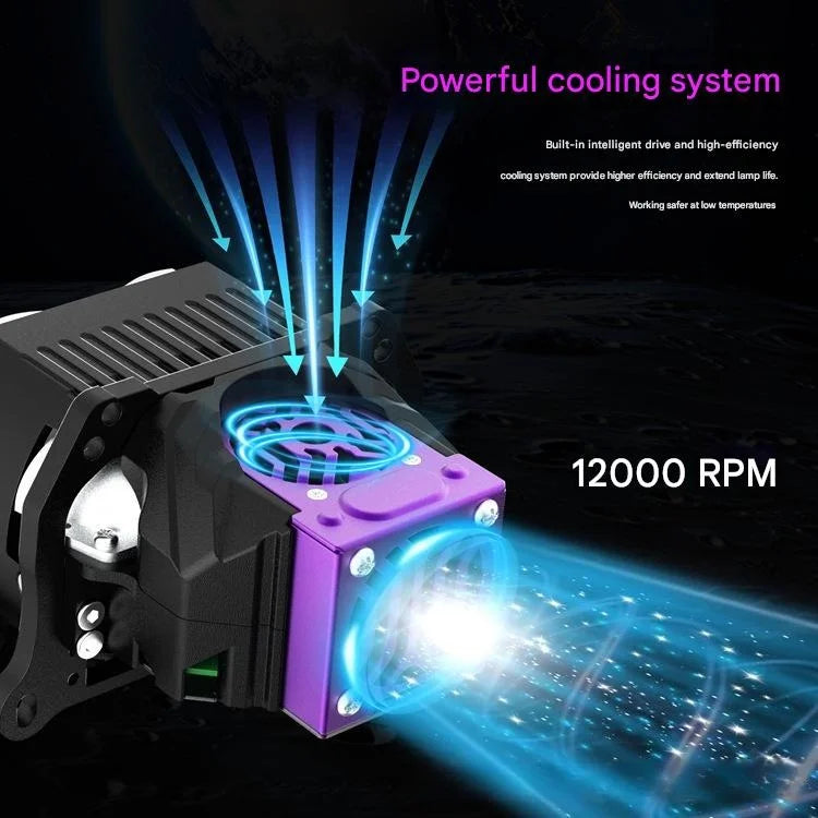 New 3 Inch Square Bi LED Projector Headlight with Halo Five Lens 4 Low 10 High Laser Dual Fan Cooling Car LED Headlamp Retrofit