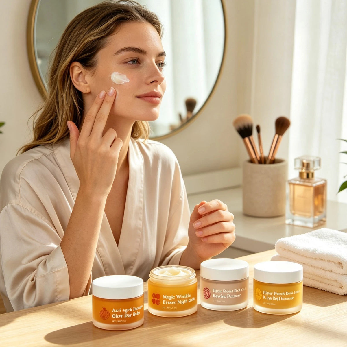 4pcs Day Night Face Care Set Moisturizing Hydrating Brightening Skin Repair Skin Barrier Eye Face Daily Treatment Skincare Combo