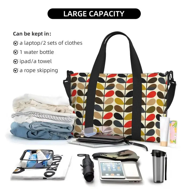 Multi Stem Orla Kiely Folio Travel Duffle Bags Waterproof Weekender Overnight Bag Carry on Shoulder Tote Bags for Sport Gym Yoga