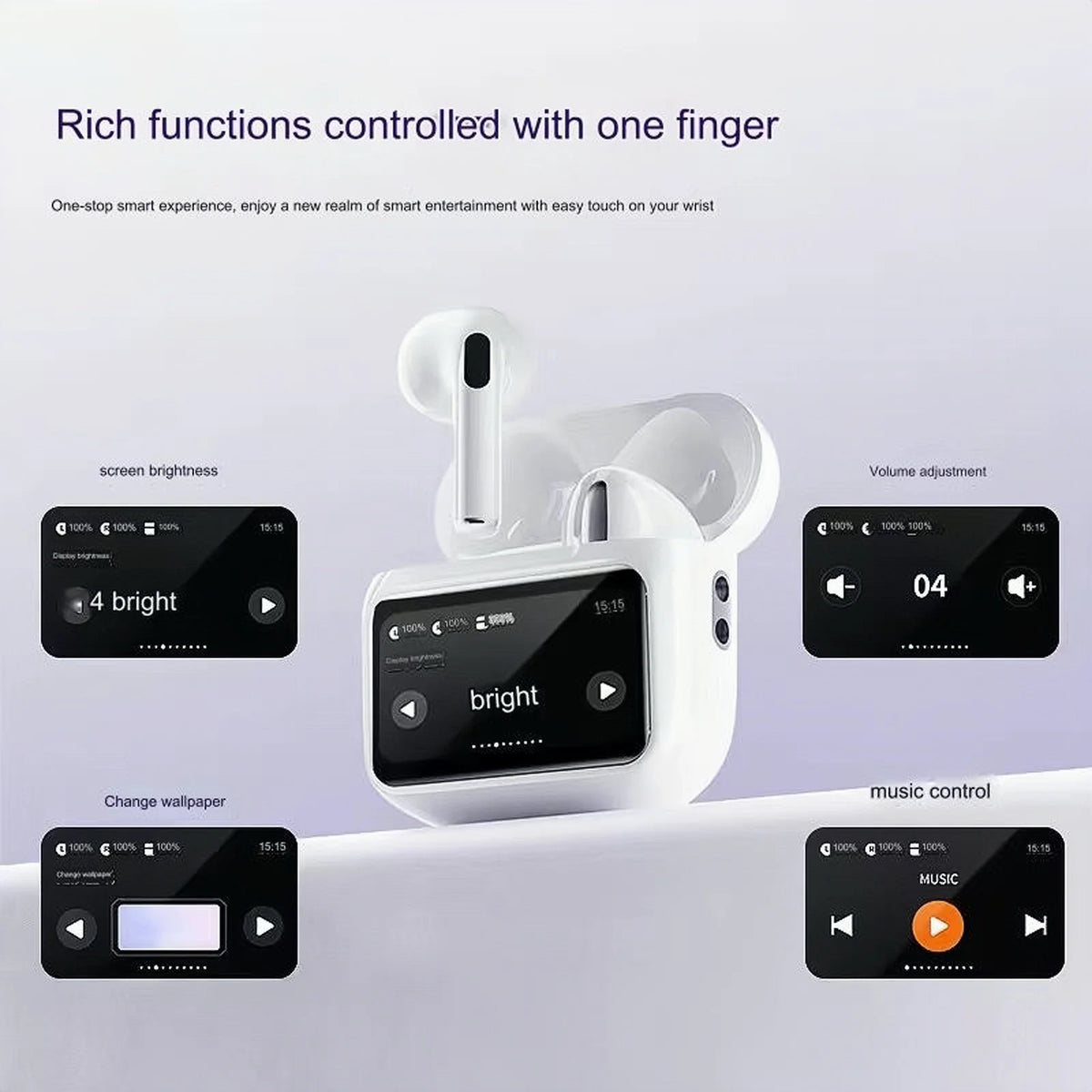 Multi-language New Arrival Headphones W12ENC Noise Reduction Smart Screen Waterproof Sports Bluetooth Headset Headphones Factory