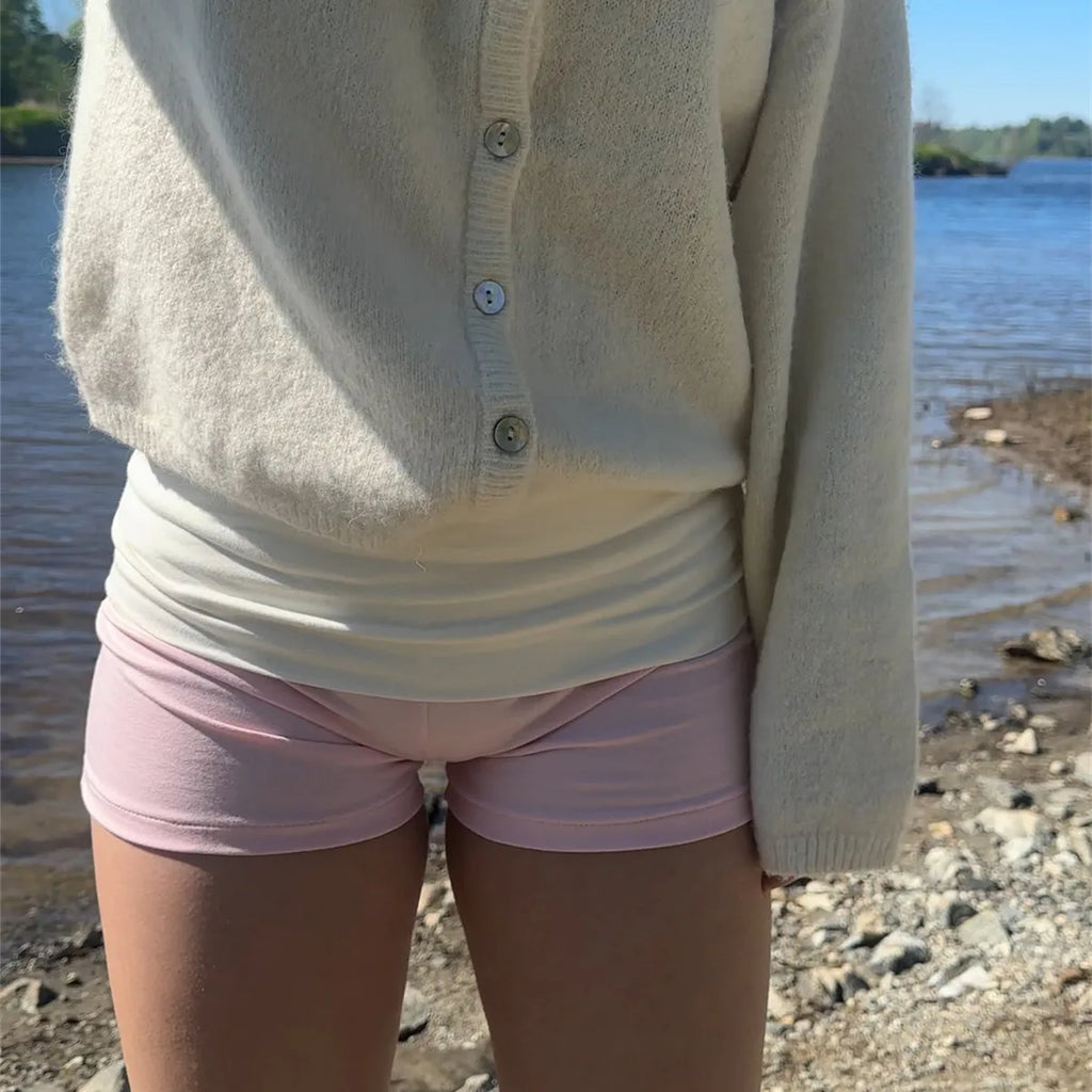 Y2k Cute Contrast Color Elastic Low Waist Slim Fit Micro Shorts Women Fold Over Striped Mini Shorts Teen Girl Pjs Lounge Bottoms