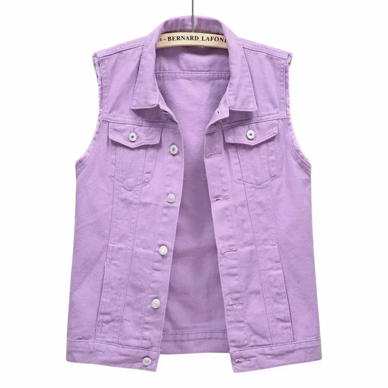 Denim Vest for Women Jacket Spring Streetwear Women Clothing Autumn Coats Fashion Clothes Casual Vintage Elegant Sleeveless