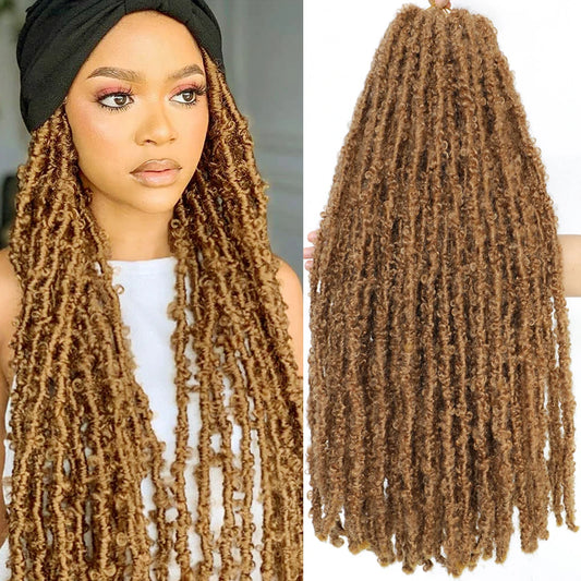 1- 6Packs Butterfly Locs Crochet Hair 36 24 18 14 12inch Pre Twisted Natural Black Distressed Faux Locs Crochet Braids for Women