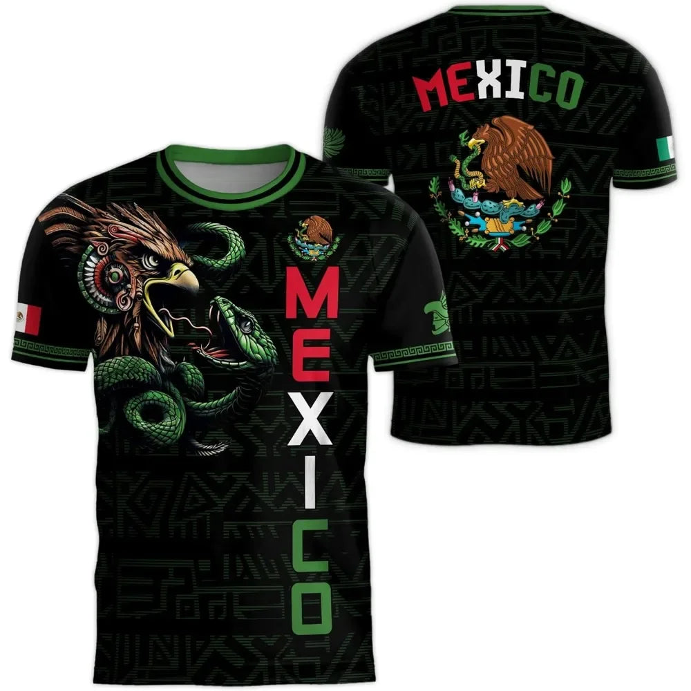 MEXICO Flag 3D Print Sports Quick-dry Breathable Men T-shirt Outdoor Football Jersey Team Fan Parent-child Short Sleeve Clothing