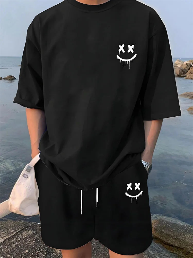 Summer Daily Casual Men's Short Sleeve Shorts Package Urban Street Men's Fashionable T-shirt Outdoor Sports Men's Shorts