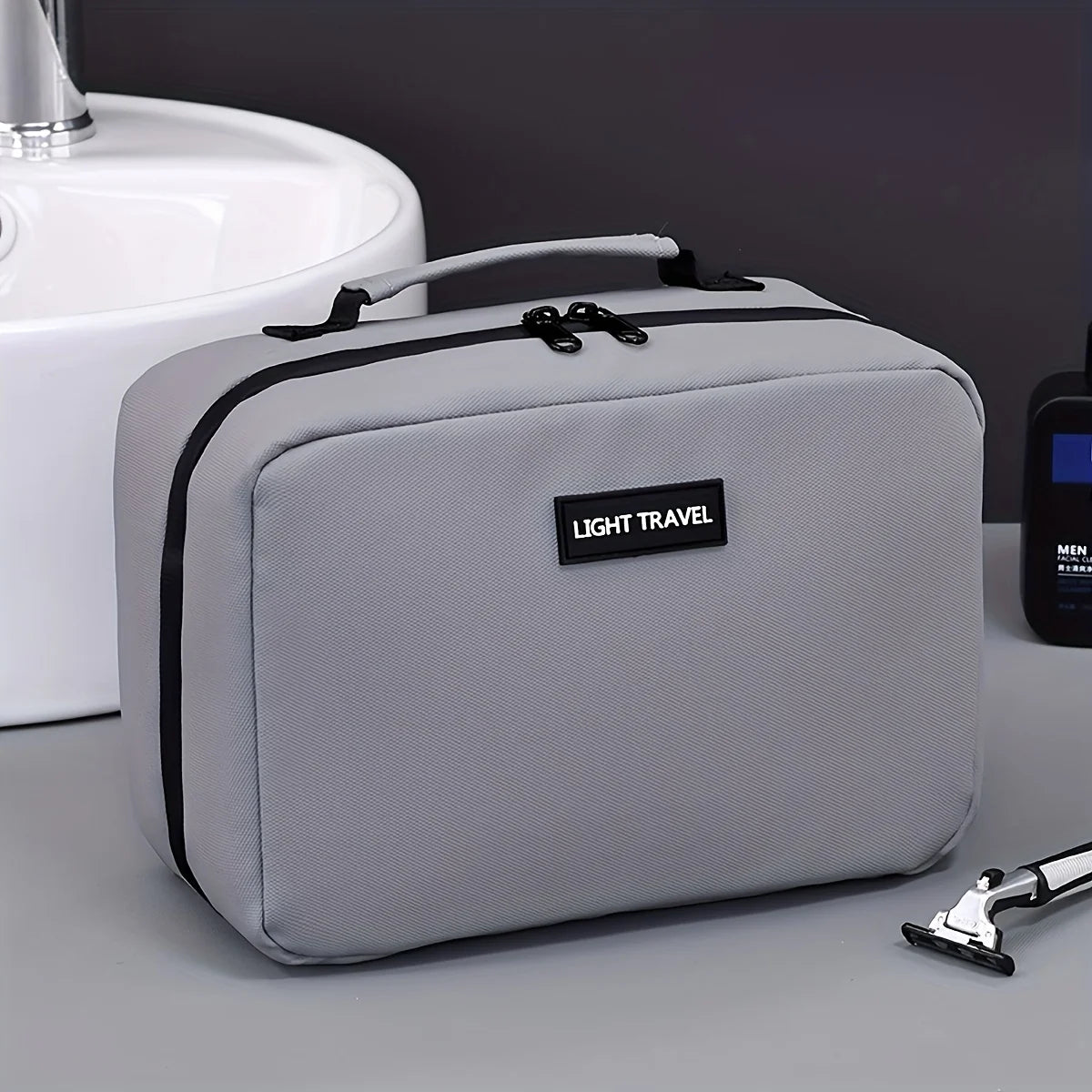 Men's Double Open Makeup Storage Bag Portable Zipper Closure Makeup And Beauty Bag Business Travel Toiletries Organizer Bags