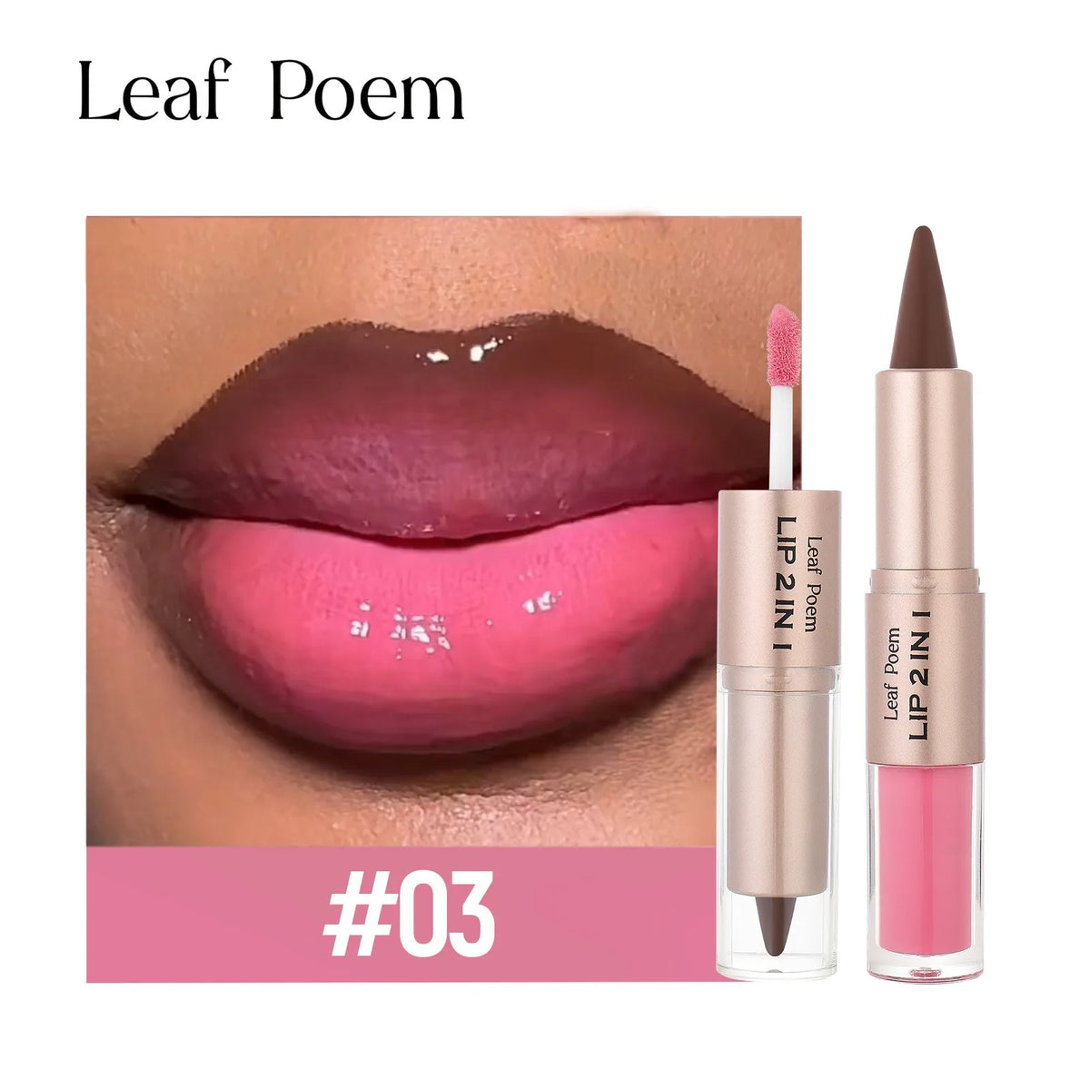 2 in 1 Lip Liner & Lip Gloss Waterproof Double Ended Matte Contour Pencil Crystal Mirror Lip Glaze Lasting Non Sticky Lip Makeup