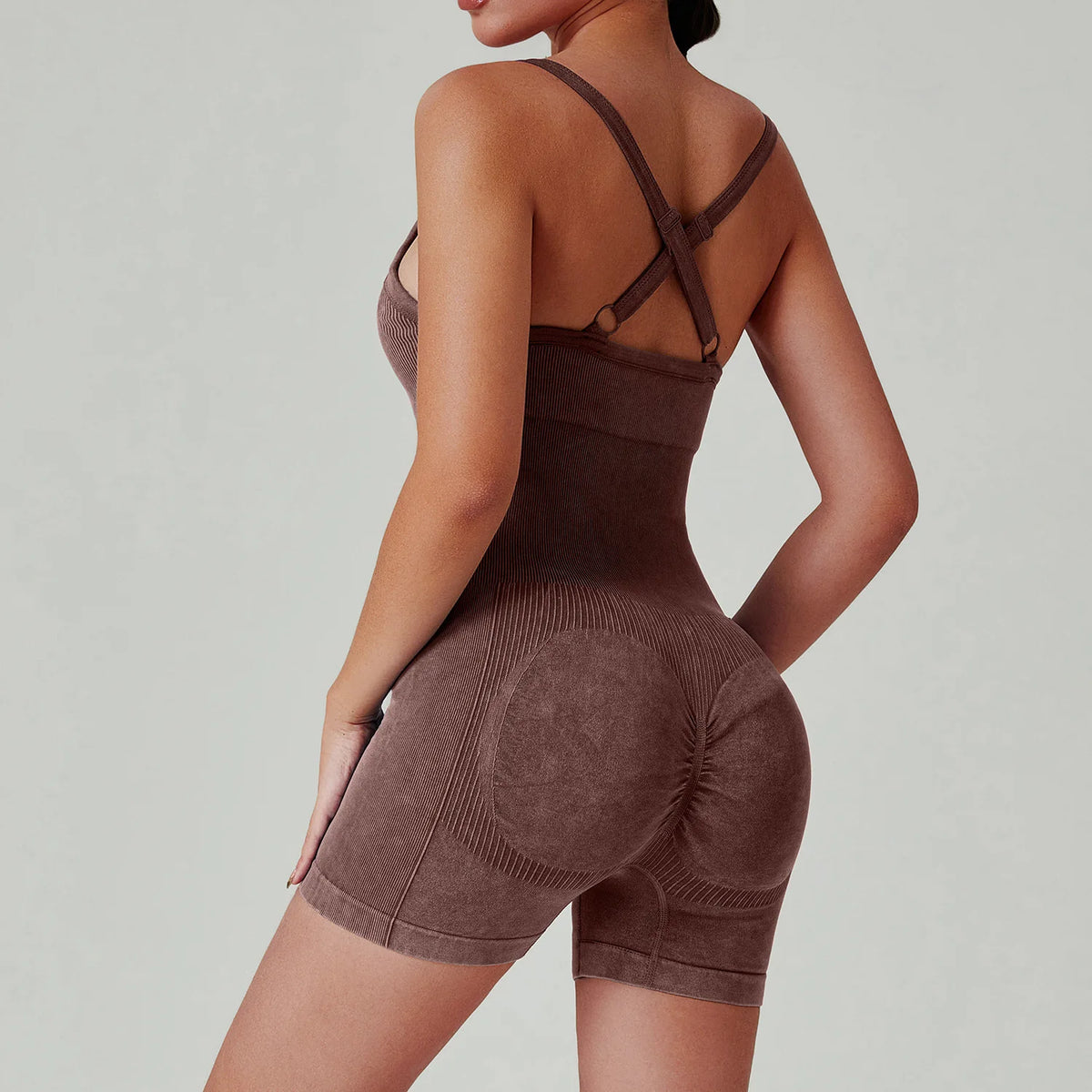 Seamless Shorts Gym Set Women Jumpsuit Yoga Set Water-washed 1pc Summer Workout Suit Bodysuit Fitness Push Up Short Sport Set