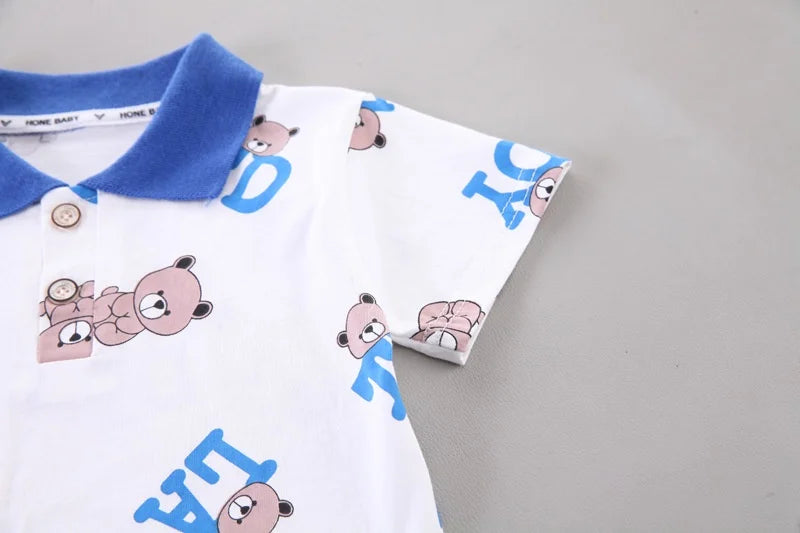 Baby New Summer Cartoon Clothing Children Boy Girls cartoon Printe Bear T Shirt Shorts 2Pcs/sets Kids Infant Toddler Cacual