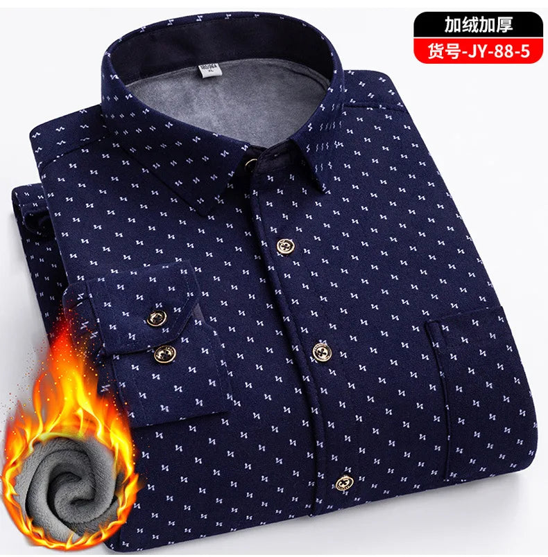 Men's Travel Casual Winter Double-Sided Fleece Warm Thickened Fleece Plaid Work Shirt Plus Size Extra Large Clothes Shirts