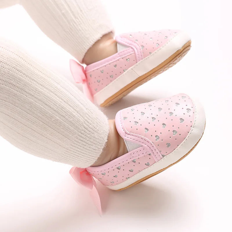 Baby Learning Walk Shoes, Cute Printed & Bow Sneakers, Soft Sole Casual Footwear for Infants 0-18M