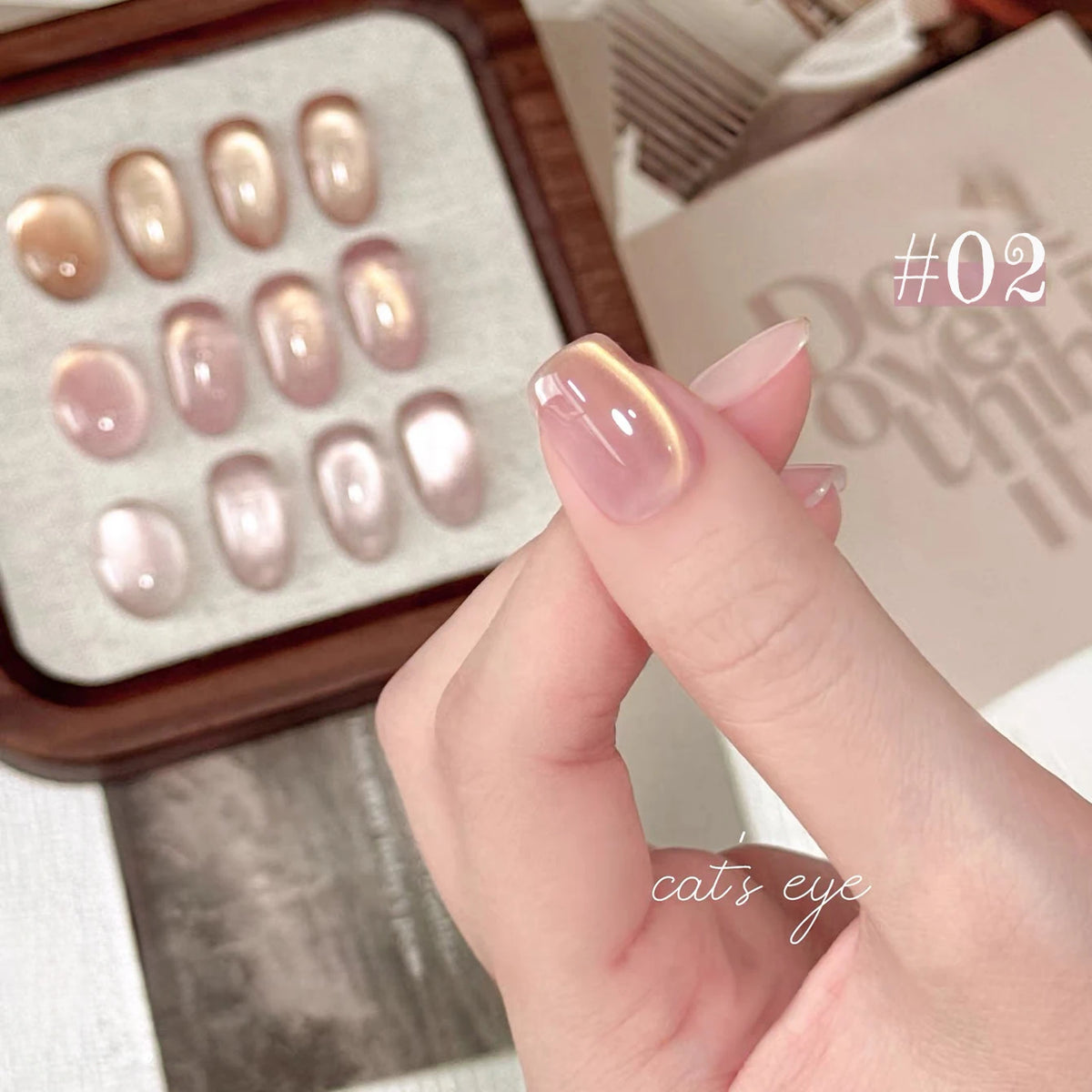 1-4pcs WS Autumn Winter Nails Pink Gold Cat's Eye Gel Nail Polish Glue Super Flash Golden Pink Porcelain White Glass Beads Gel