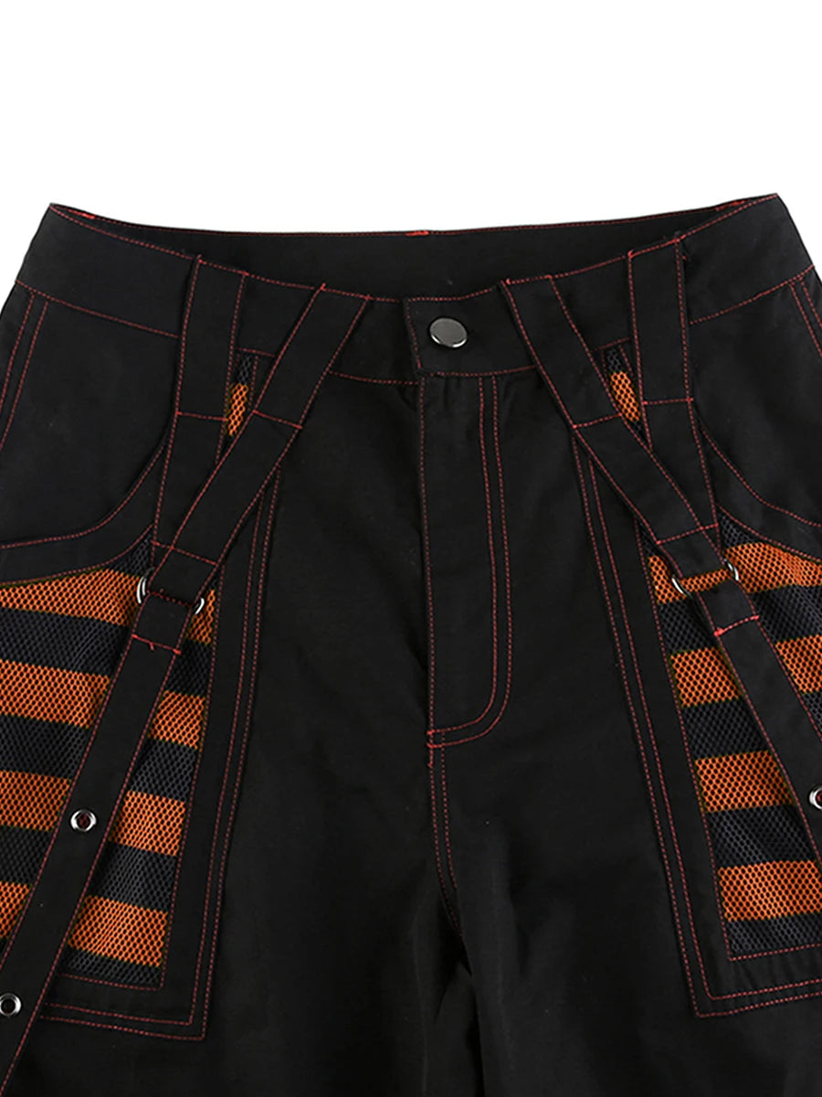 Women's Striped Cargo Jeans with Pockets