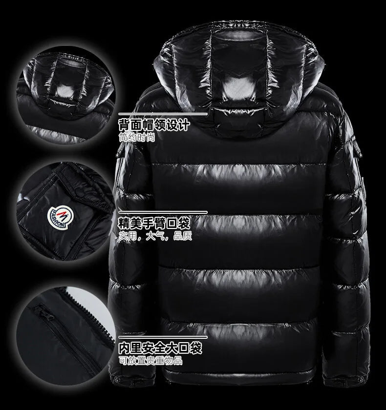 2026 Fashion Waterproof Short Cotton Jackets Men's Black Lightweight Snow Parkas High Quality Glossy Parkas Winter Jackets Male