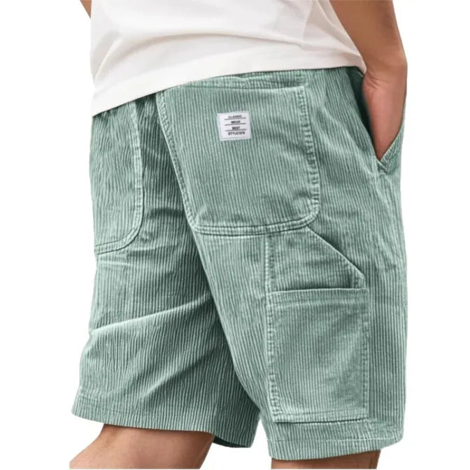 2026 European & American New Style Men's Corduroy Shorts, Multi-pocket Embroidered Logo Retro Cargo Casual Shorts